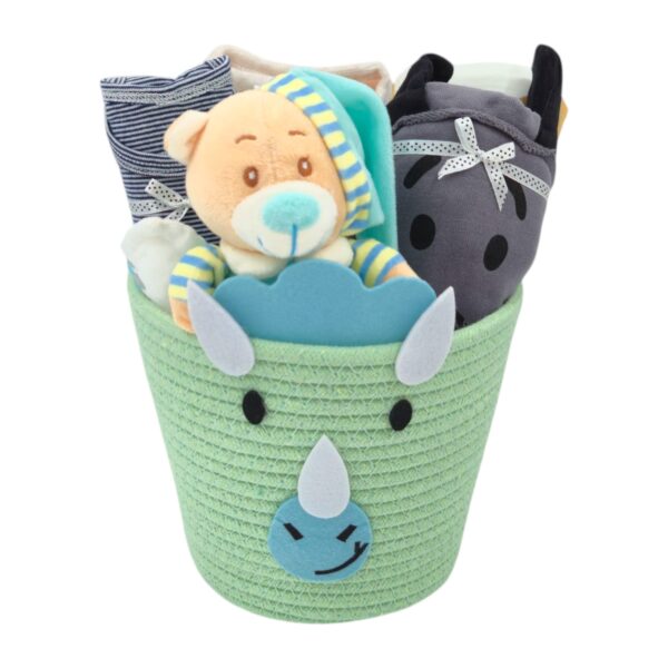 Coș cadou băiețel Micuțul Explorator – Set 10 produse 3–6 luni