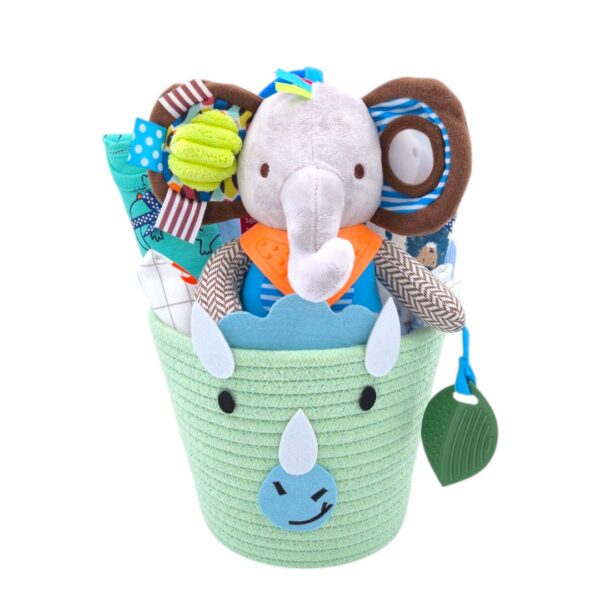 Coș Cadou Bebelusi 1-3 Luni Dino Aventuri – Set 11 Produse Premium Baby Bear