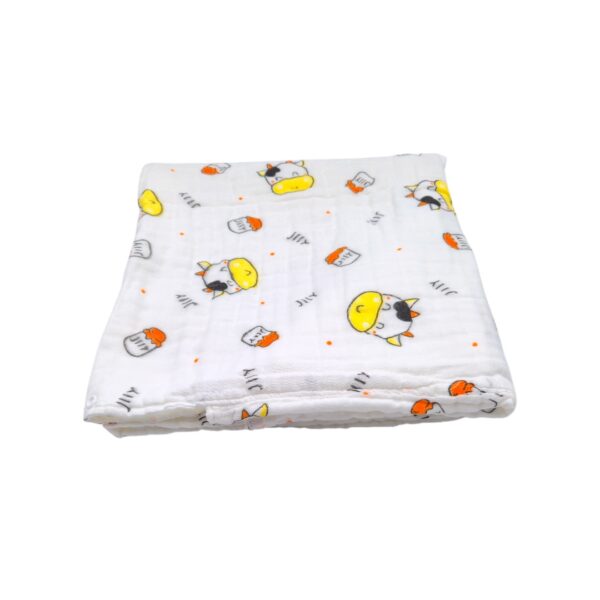 Prosop baie bebeluși BabyBear cu glugă – bumbac muselină, imprimeu văcuțe (130×70 cm)