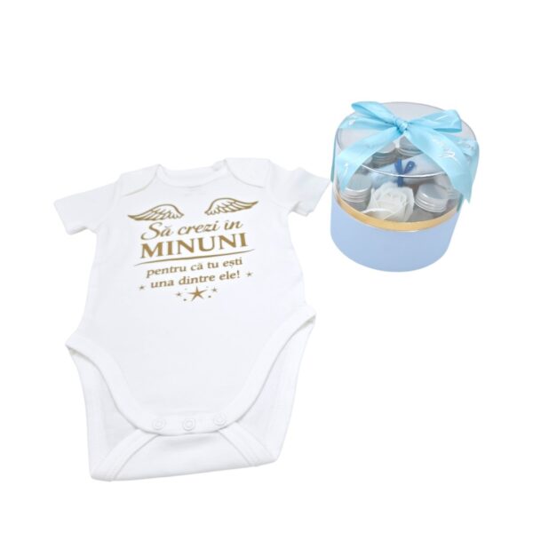 Set pentru băița de a doua zi după botez + body personalizat băiețel