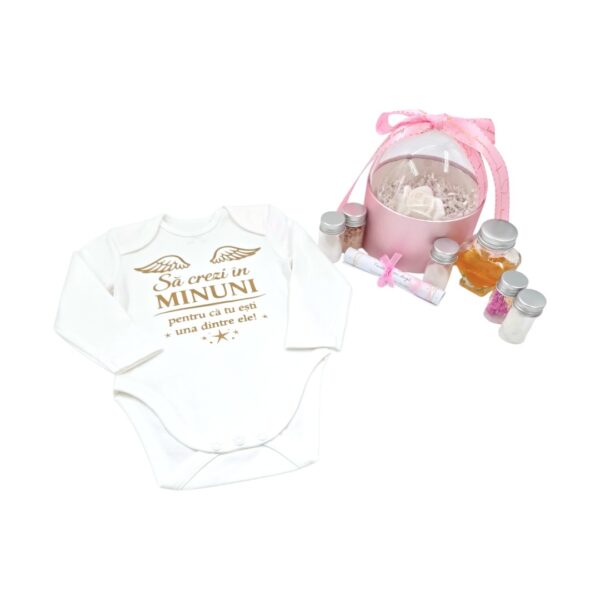 Set pentru băița de a doua zi după botez + body personalizat fetiță